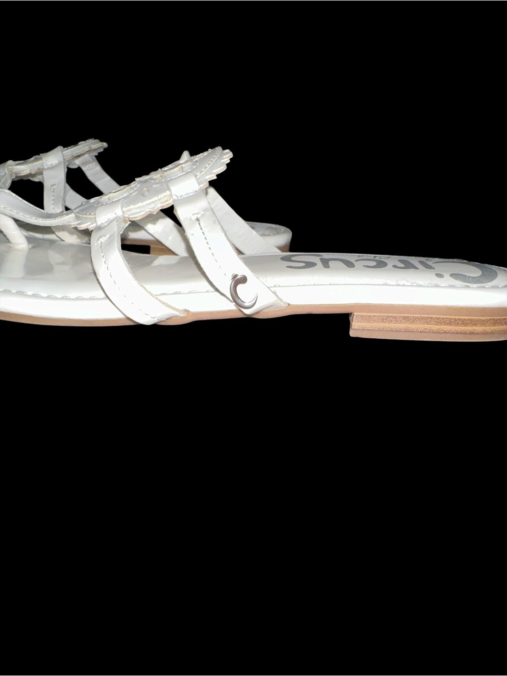 Circus by Sam Edelman White Leather Cutout Medallion Thong Sandals size 6.5 - Picture 3 of 6